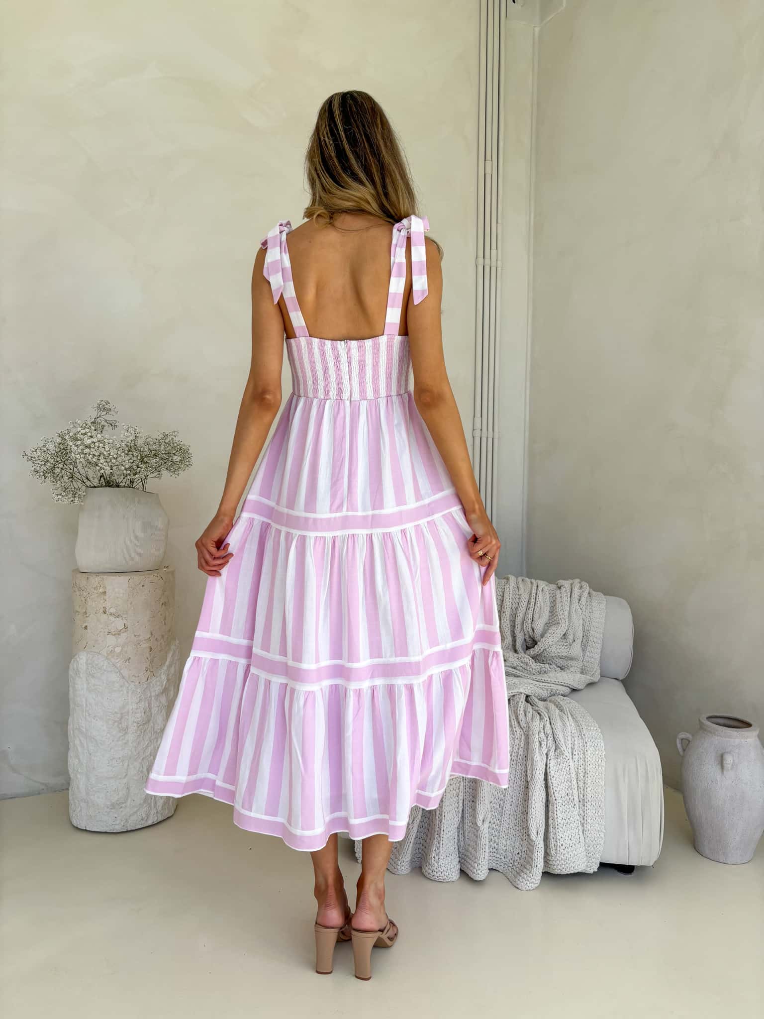 Cleo Maxi Dress - Light Orchid Stripe - Image 3