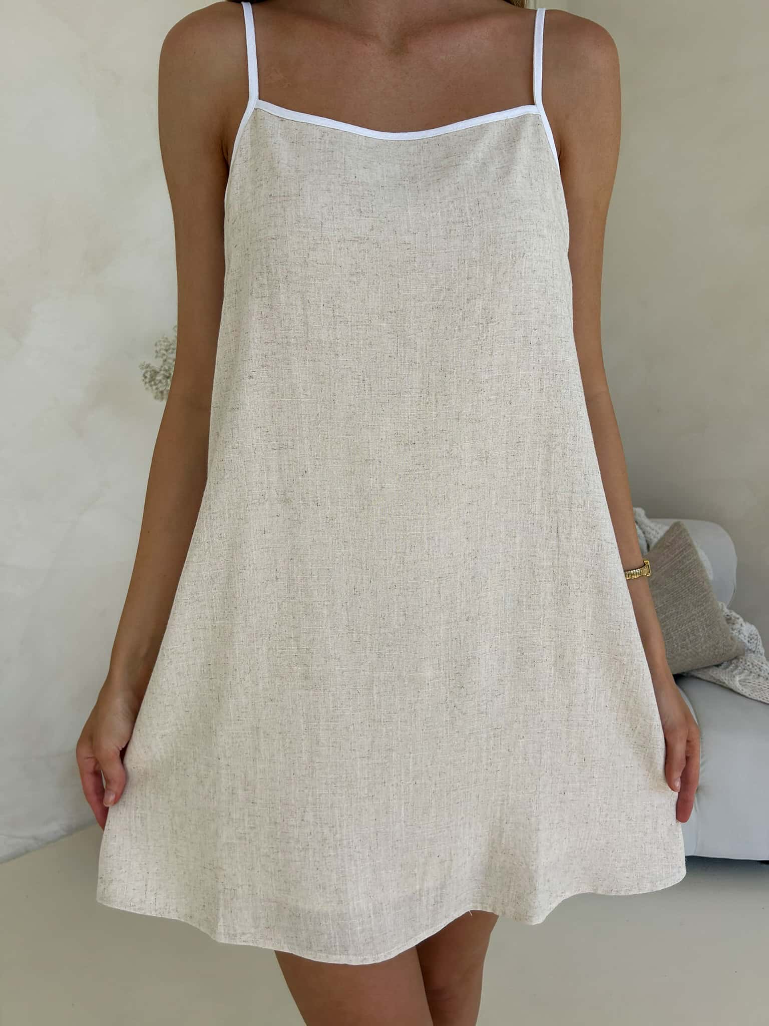 Libra Dress - Natural with White Trim - Image 4